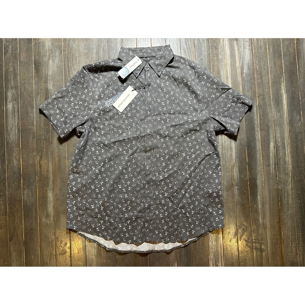 Report Collection Mens Short Sleeve Button Down Shirt Charcoal Floral Stitch Fix